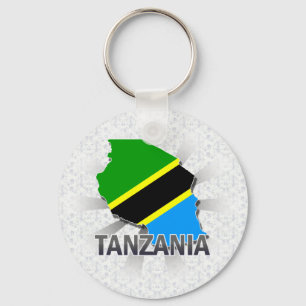 Llavero Mapa de bandera de Tanzania 2.0