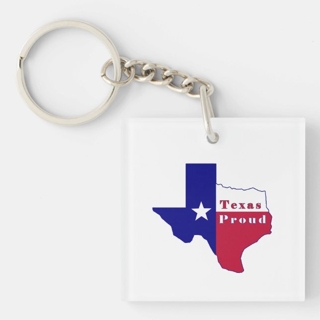 Llavero Mapa de Bandera Orgullosa de Texas (Frente)