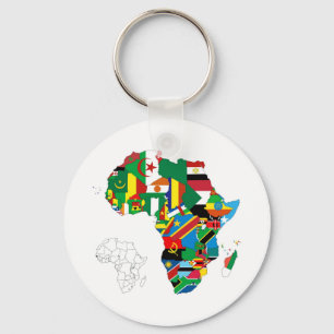 Llavero Mapa de banderas del continente africano