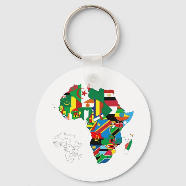 Llavero Mapa de banderas del continente africano (Anverso)
