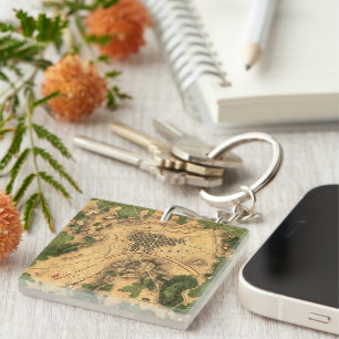 Llavero Mapa de batalla restaurado de época de Gettysburg,