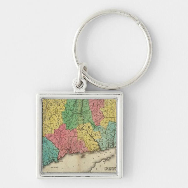 Llavero Mapa De Connecticut (Frente)
