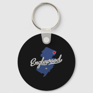 Llavero Mapa de Englewood Nueva Jersey NJ