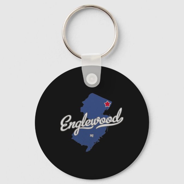 Llavero Mapa de Englewood Nueva Jersey NJ (Anverso)
