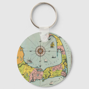 Llavero Mapa de época de Cape Cod