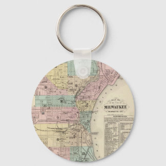 Llavero Mapa de época de Milwaukee Wisconsin (1878)