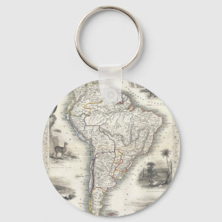 Llavero Mapa de época de Sudamérica (1850)