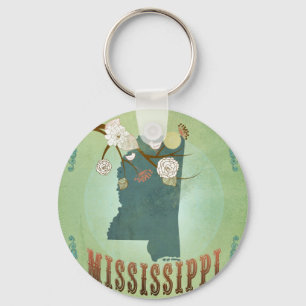 Llavero Mapa de estado de vintage moderno de Mississippi -