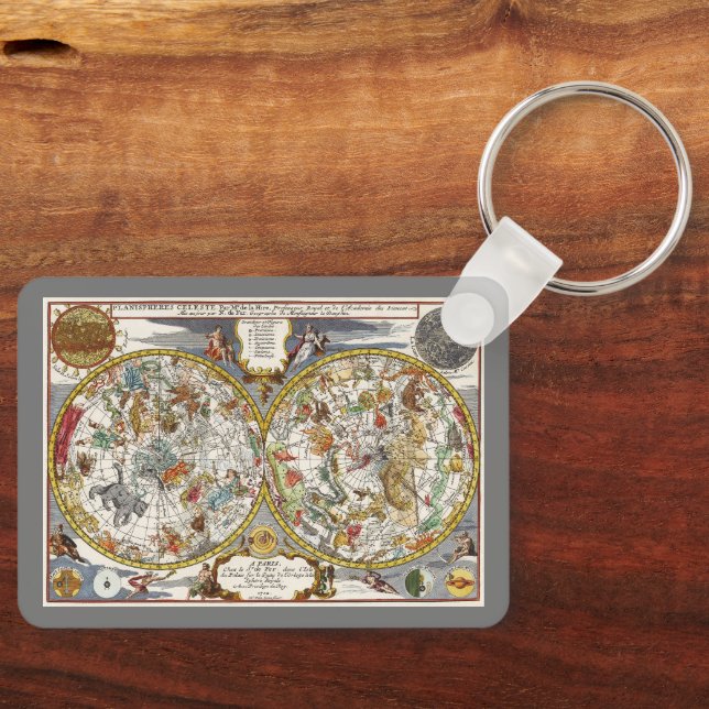 Llavero Mapa de estrellas de planisfería de época por Nich (Anverso)