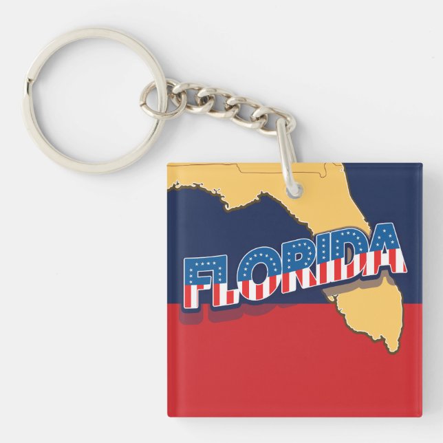 Llavero Mapa de Florida estrellas y barras (Frente)