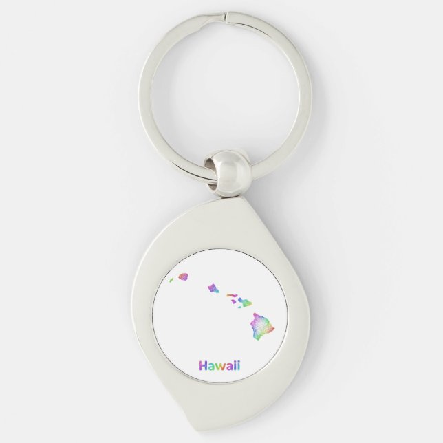 Llavero Mapa de Hawaii del arco iris (Anverso)