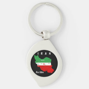 Llavero Mapa de Irán con bandera y emblema