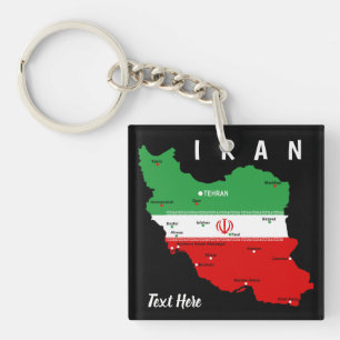 Llavero Mapa de Irán con bandera y emblema