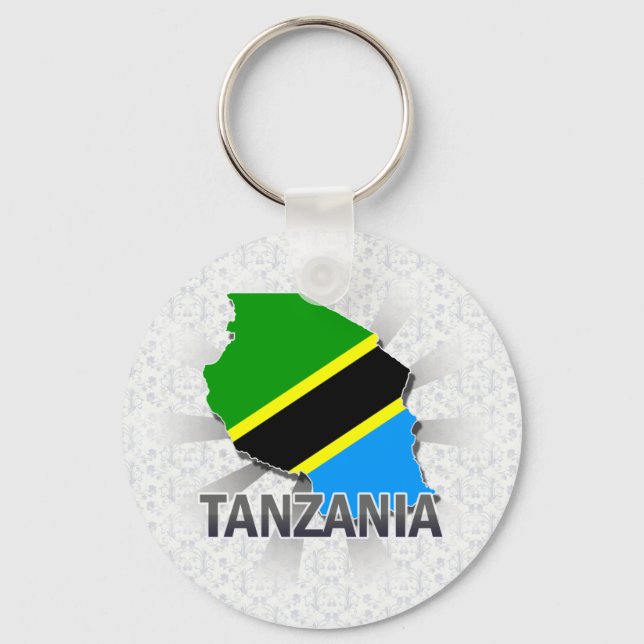 Llavero Mapa de la bandera de Tanzania 2.0 (Anverso)