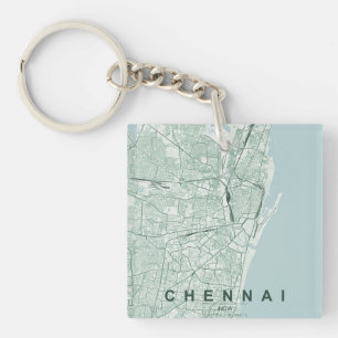Llavero Mapa de la ciudad de Chennai India & Texto persona