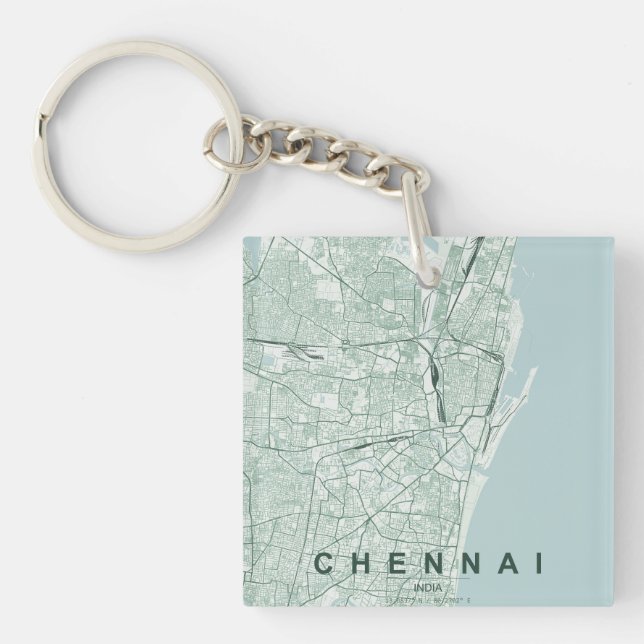 Llavero Mapa de la ciudad de Chennai India & Texto persona (Frente)
