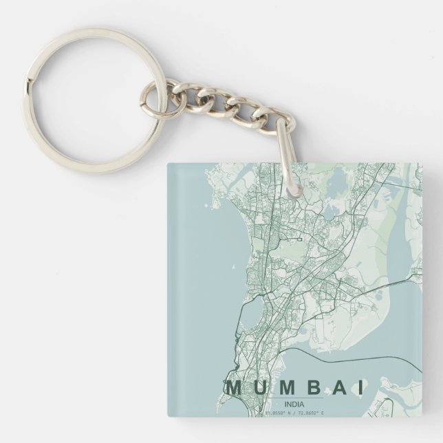 Llavero Mapa de la ciudad de Mumbai India & Texto personal (Frente)