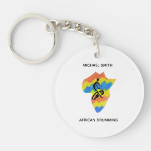 Llavero Mapa de la forma de África y el tambor africano