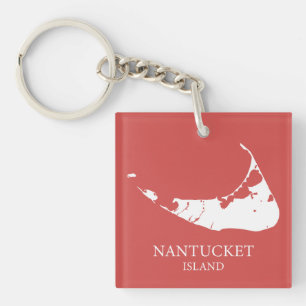 Llavero Mapa de la isla Nantucket Nantucket rojo