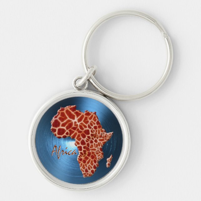 Llavero Mapa de la serie AFRICA Steel-Blue Giraffe Spot (Frente)
