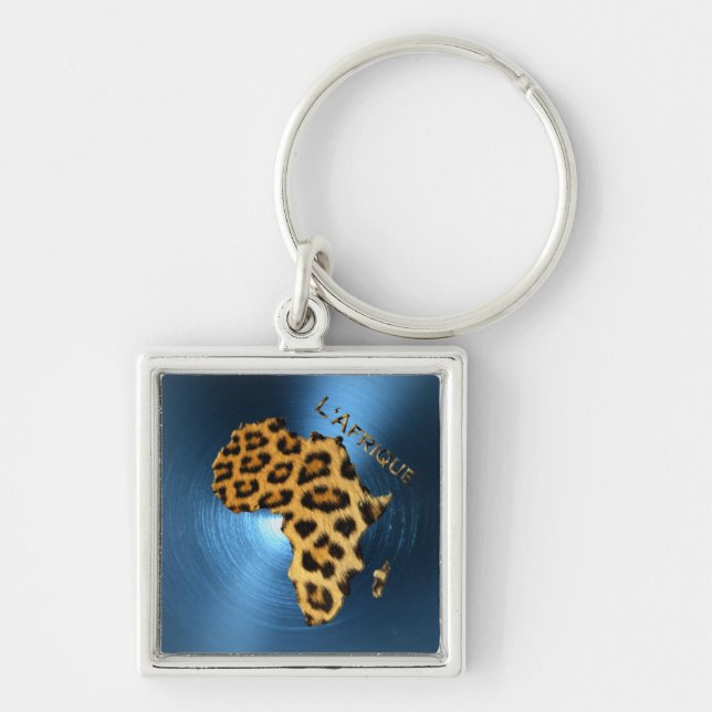 Llavero Mapa de la serie AFRICA Steel-Blue Leopard Fur (Frente)
