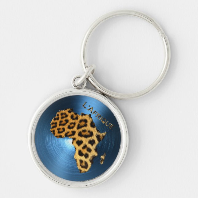 Llavero Mapa de la serie AFRICA Steel-Blue Leopard Fur (Frente)
