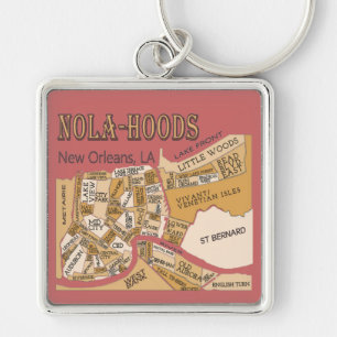 Llavero Mapa de los barrios de Nueva Orleans, NOLA_HOODS