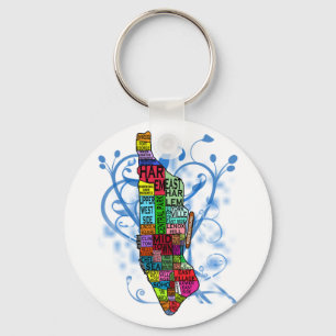 Llavero Mapa de Manhattan codificado por colores