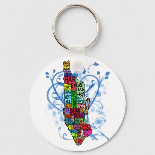 Llavero Mapa de Manhattan codificado por colores (Anverso)