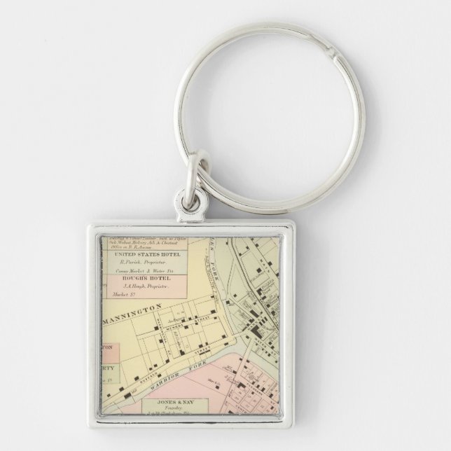 Llavero Mapa de Mannington, Virginia Occidental (Frente)