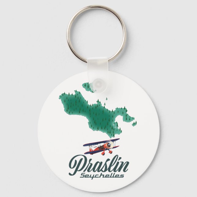 Llavero Mapa de Praslin Seychelles (Anverso)