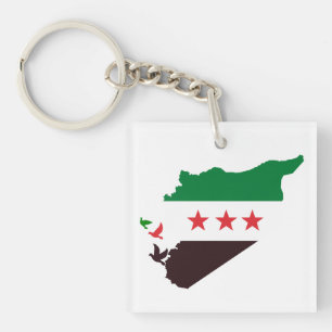 Llavero Mapa de Siria con la bandera de la Revolución