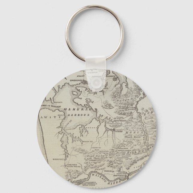 Llavero Mapa de tierras entre Auckland y el río Waikato (Anverso)