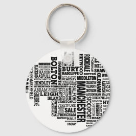 Llavero Mapa de tipo negro del Gran Manchester