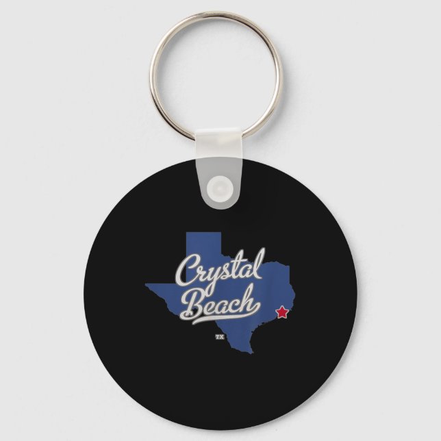 Llavero Mapa de Tx de Crystal Beach Texas (Anverso)