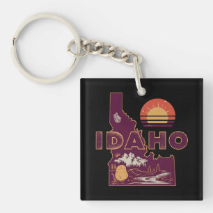 Llavero Mapa de viaje vintage de Idaho Estado americano re