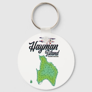 Llavero Mapa de viajes de Hayman Island Vintage.