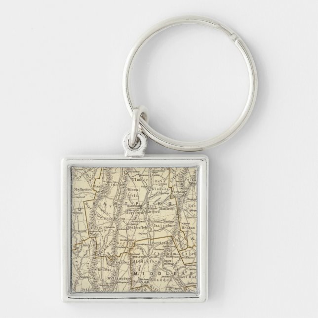 Llavero Mapa del Atlas de Connecticut (Frente)