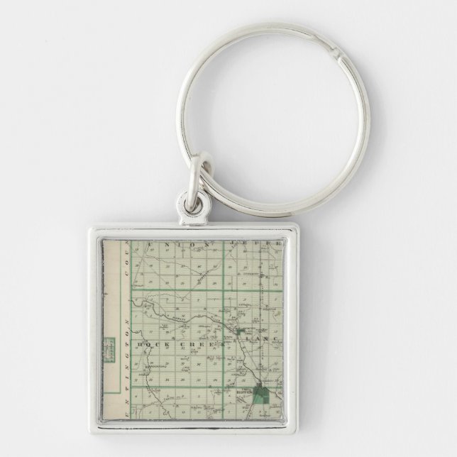 Llavero Mapa del condado de Wells con Ossian, Wells Co (Frente)