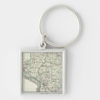 Llavero Mapa del condado Randolph, Red Bud y Chester