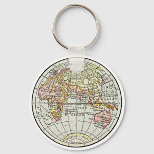 Llavero Mapa del hemisferio oriental Globo Viaje Arte