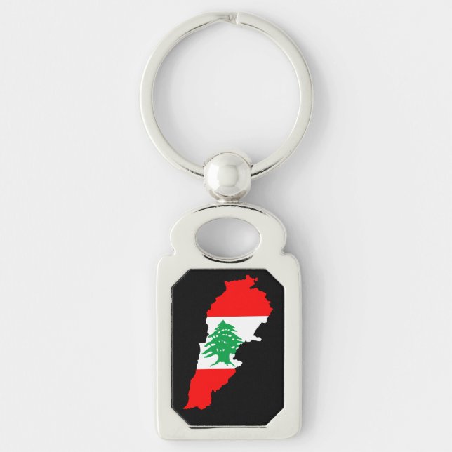 Llavero Mapa del Líbano con imán de piedra con bandera (Anverso)