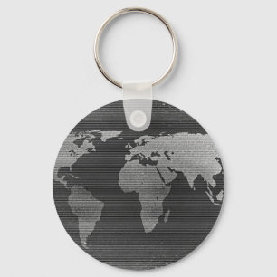 Llavero Mapa del mundo blanco y negro
