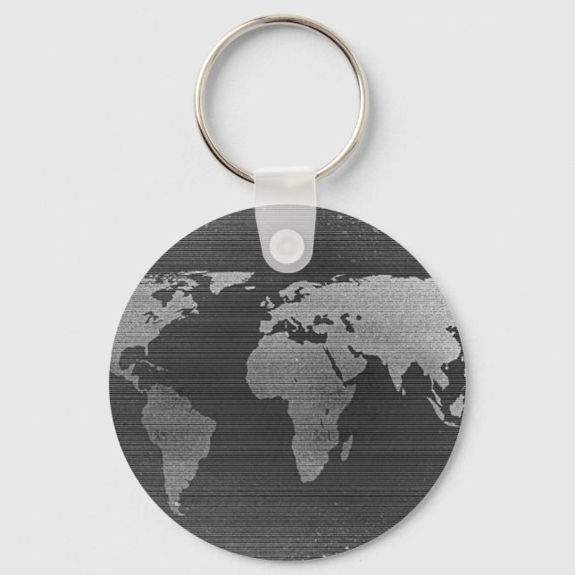 Llavero Mapa del mundo blanco y negro (Anverso)