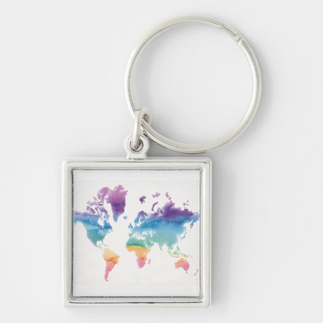 Llavero Mapa del mundo de las acuarelas (Frente)