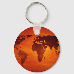 Llavero Mapa del mundo de naranjas de época
