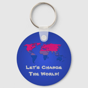 Llavero Mapa del mundo del orgullo bisexual Keychain