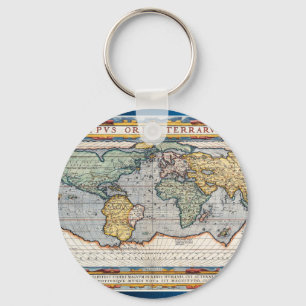 Llavero Mapa del mundo del siglo XVI antiguo