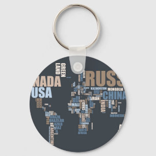 Llavero Mapa del mundo en palabras