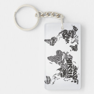 Llavero Mapa del mundo en tipografía